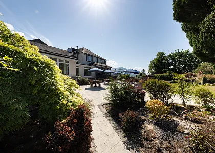 Two storey hotel entranceway
